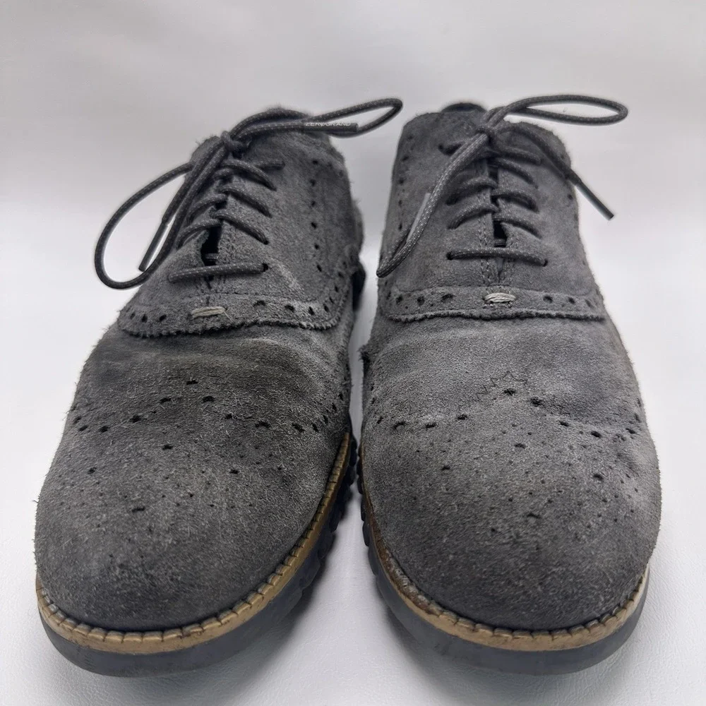 Cole Haan ZeroGrand‎ Wingtip Oxford Shoes Men Size 11M Gray Suede